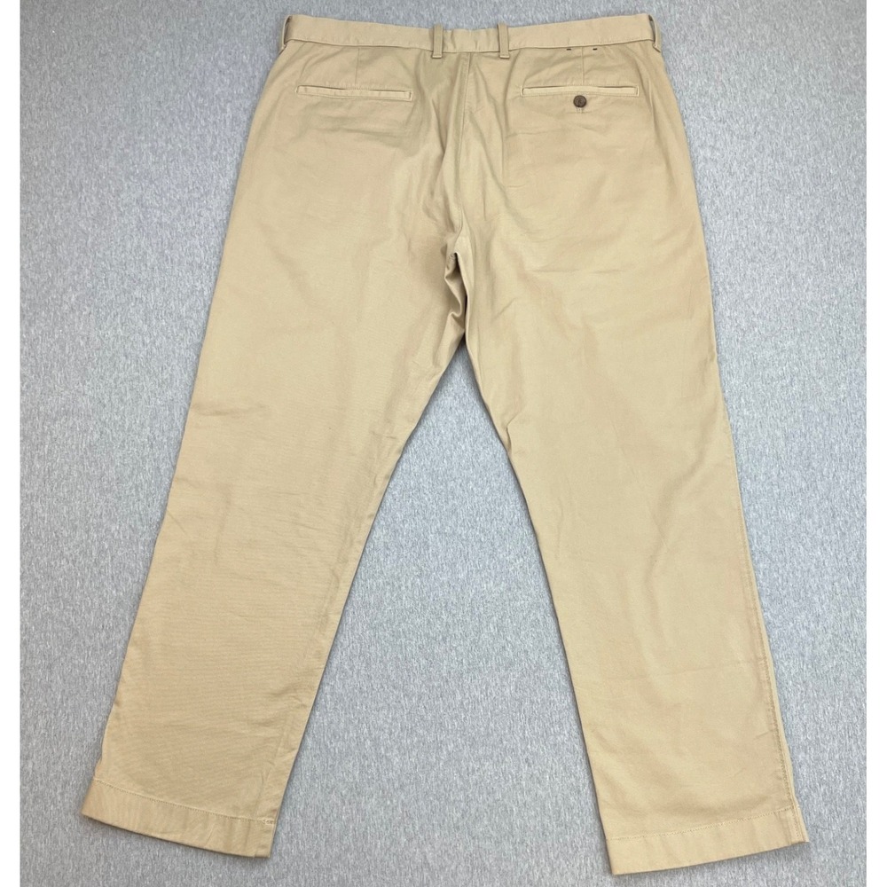 J Crew Pants Mens 36 x 30 Beige Cotton Blend Stretch Flat Front Chino Straight - Picture 2 of 7